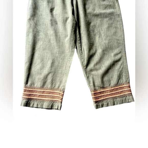 Woolrich Women's Capri Cropped Pants 100% Cotton Drawstring Embroidered, Size 12 - Picture 2 of 7